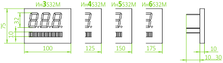 Размеры индикатора ИнXS32M