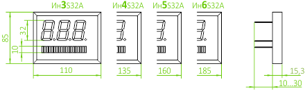 Размеры индикатора ИнXS32A