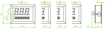 Размеры индикатора ИнXS32K