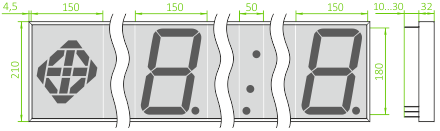 Размеры индикатора ИнX.180А